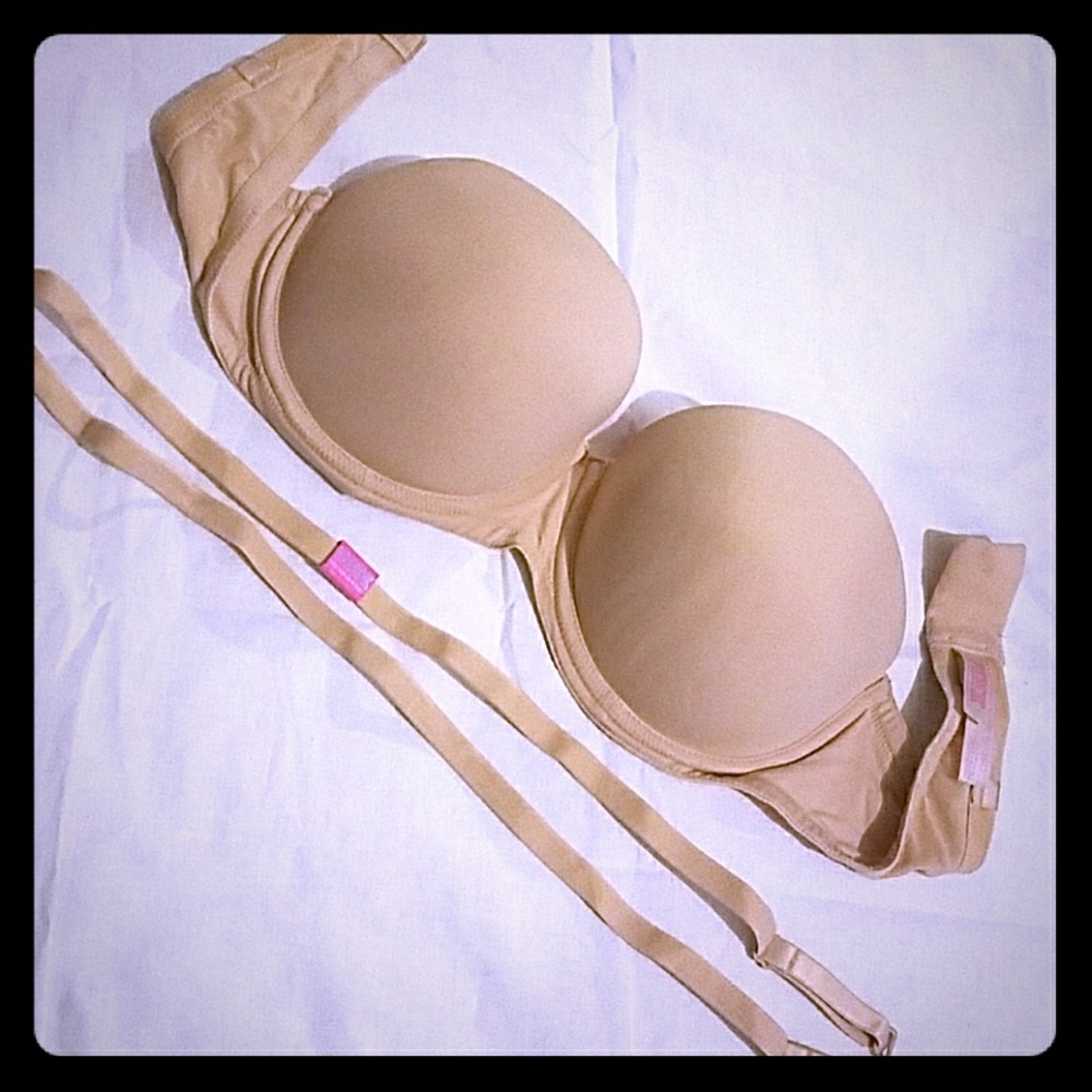PINK Victoria Secret nude strapless push up bra