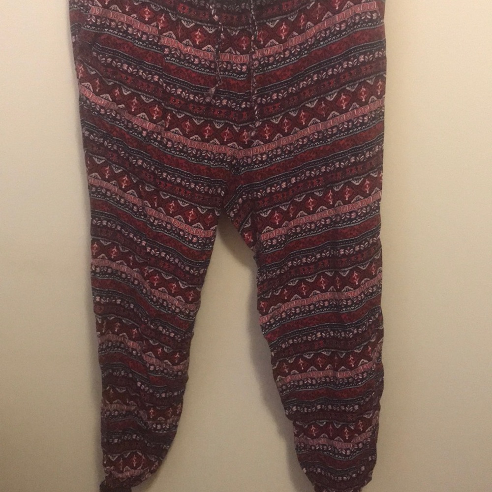 Red and black and white pants
