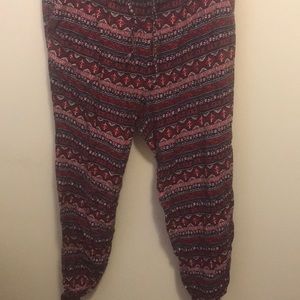 Red and black and white pants