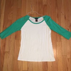 Wet Seal turquoise and white baseball tee