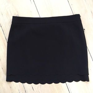 LOFT Black Double Scalloped Hem Skirt