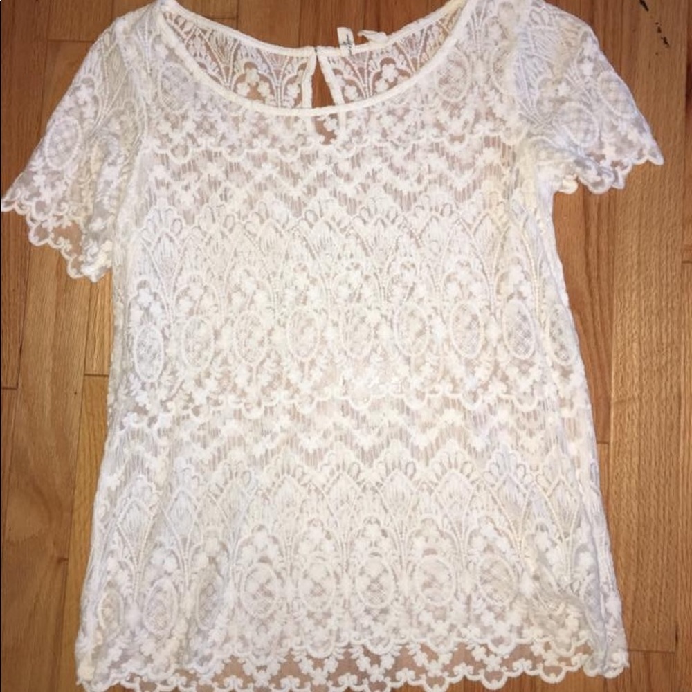 White sheer lace top