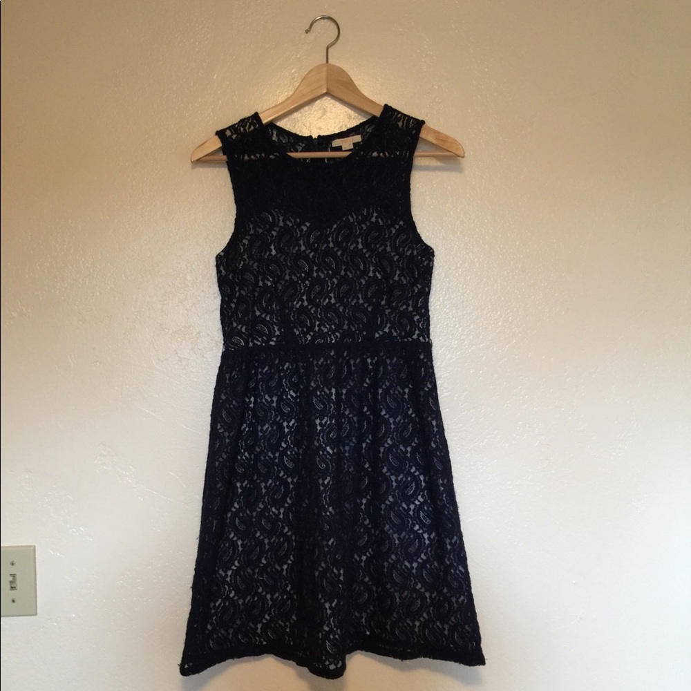 Navy Blue Paisley Lace dress