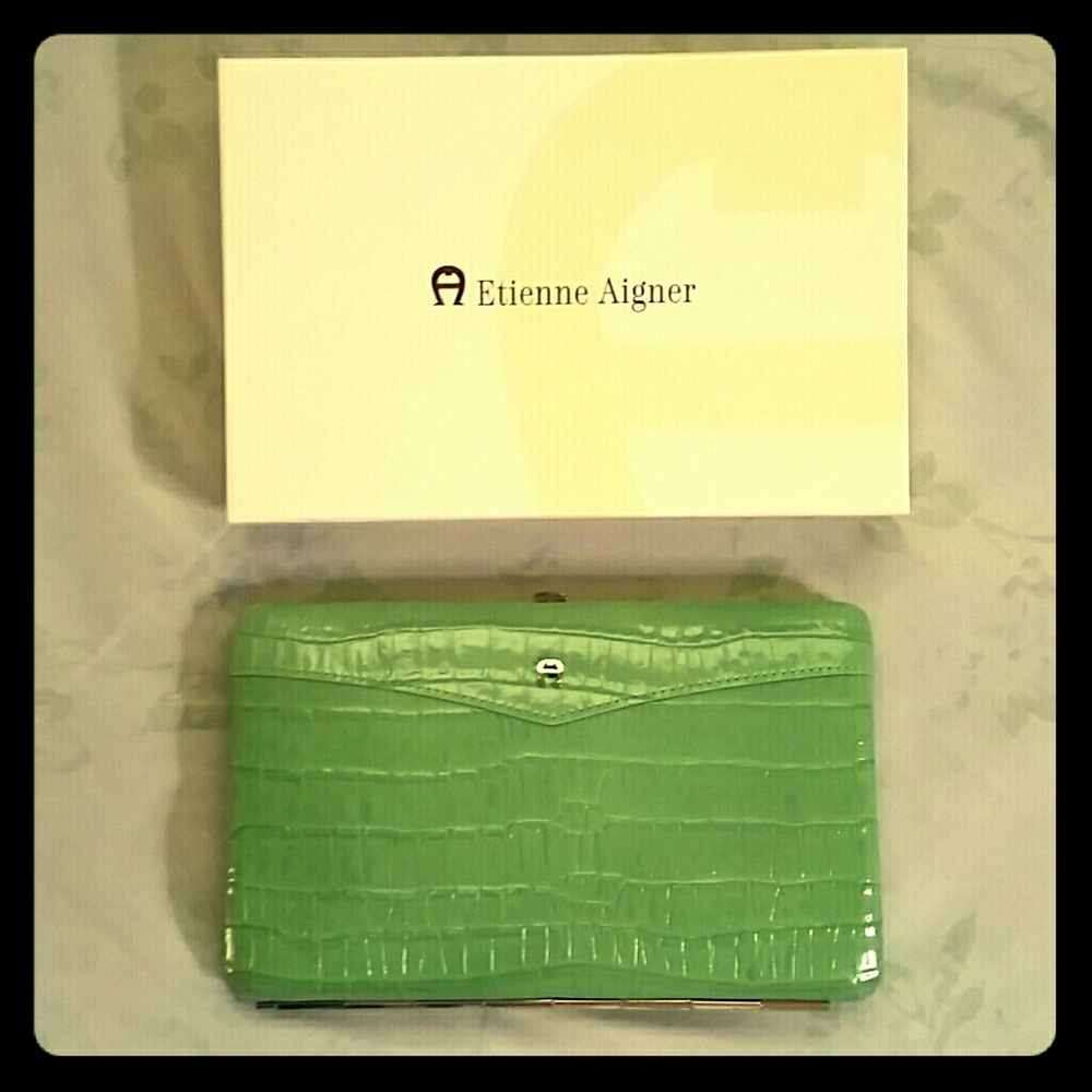 Green Etienne Aigner wallet with box