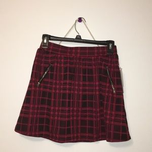 Red and black plaid skirt