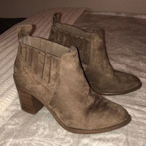 Brown/ Tan Faux Suede Booties