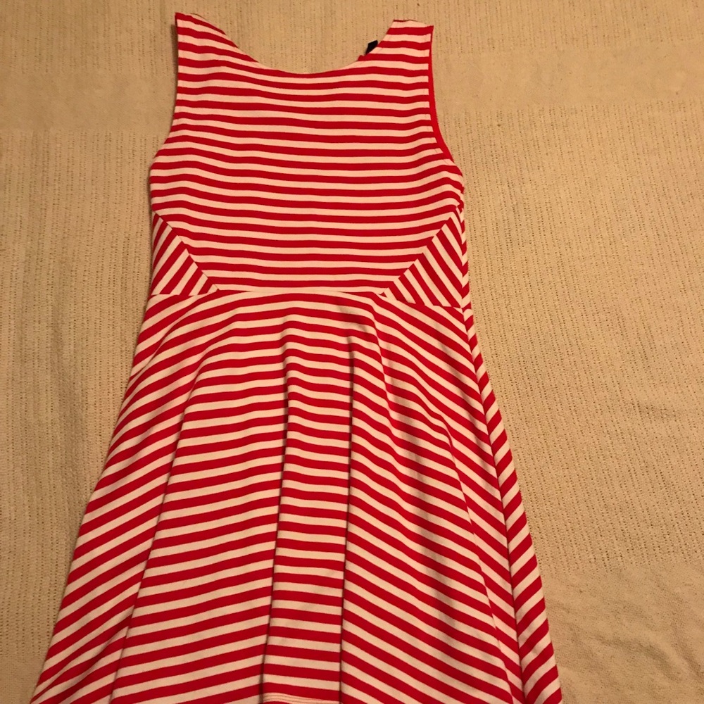 A-line striped red and white dress