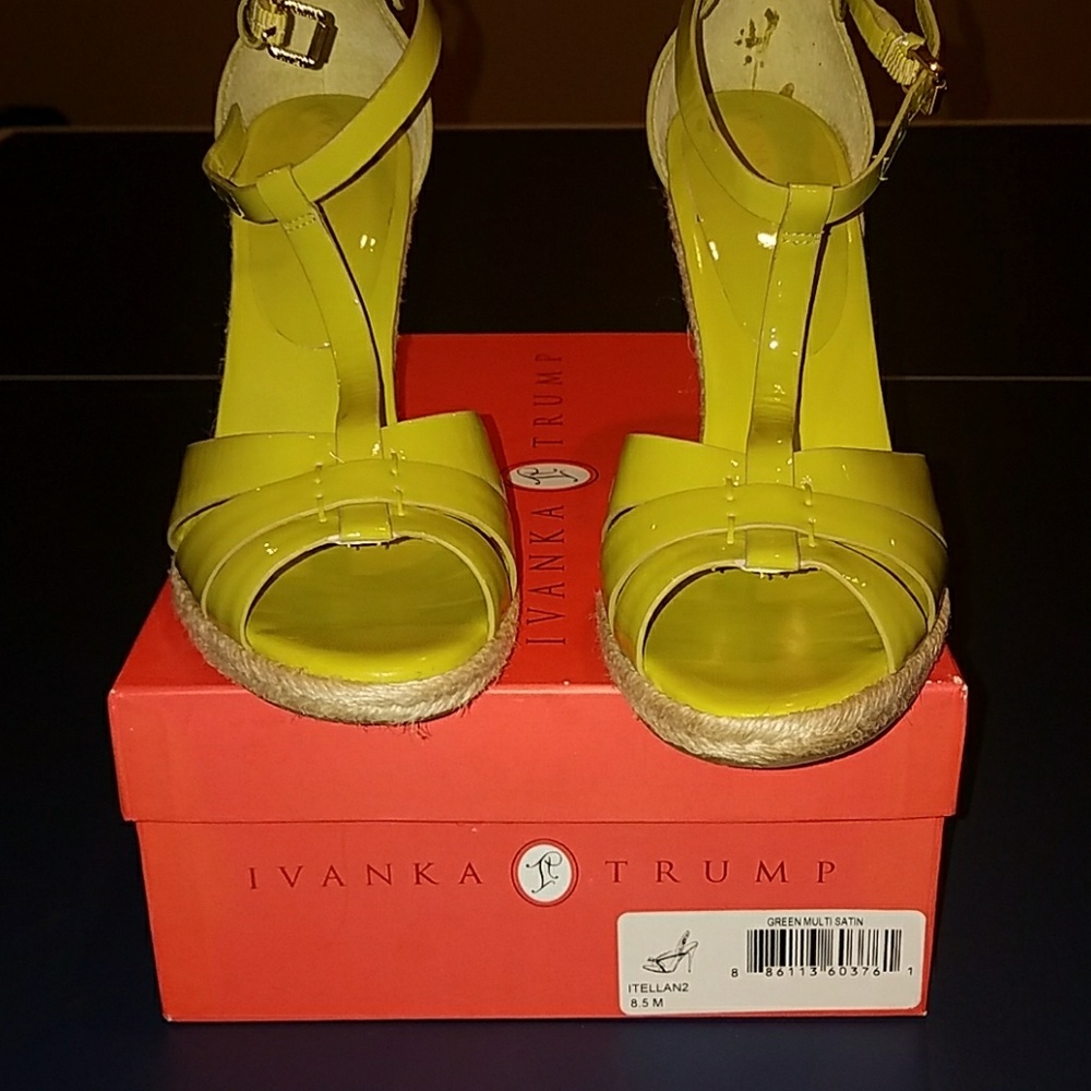 Ivanka Trump lime green wedges