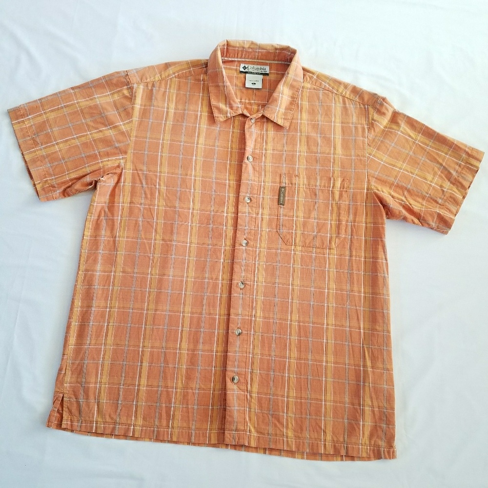 MENS COLUMBIA COTTON PLAID DRESS SHIRT