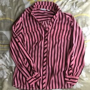 Pink and magenta button down top