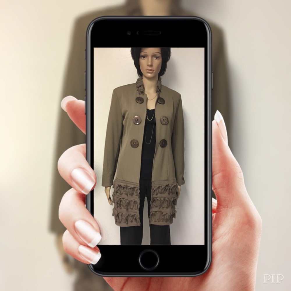 Multiples Brown Open Front Long Blazer Sz S