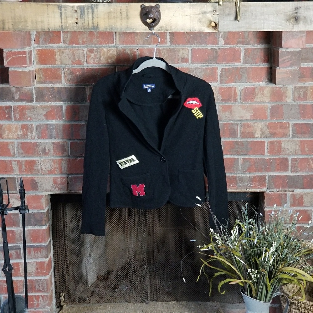 Black Patchwork Street Style Blazer