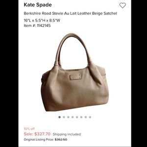 Kate Spade satchel Bag in Cafe Au Lait Leather