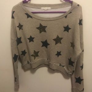 Brown crop top sweater with stars