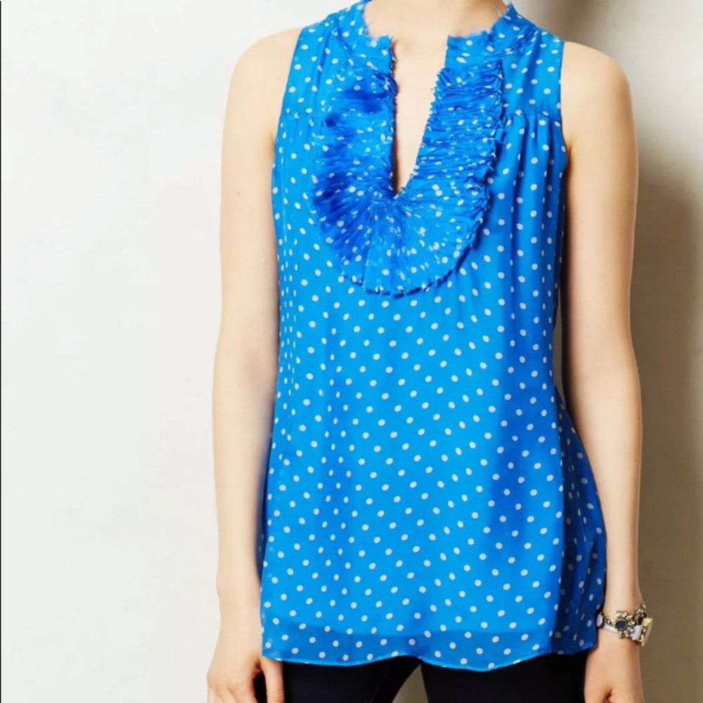 ISO Anthropologie Blue Tassel top size Small