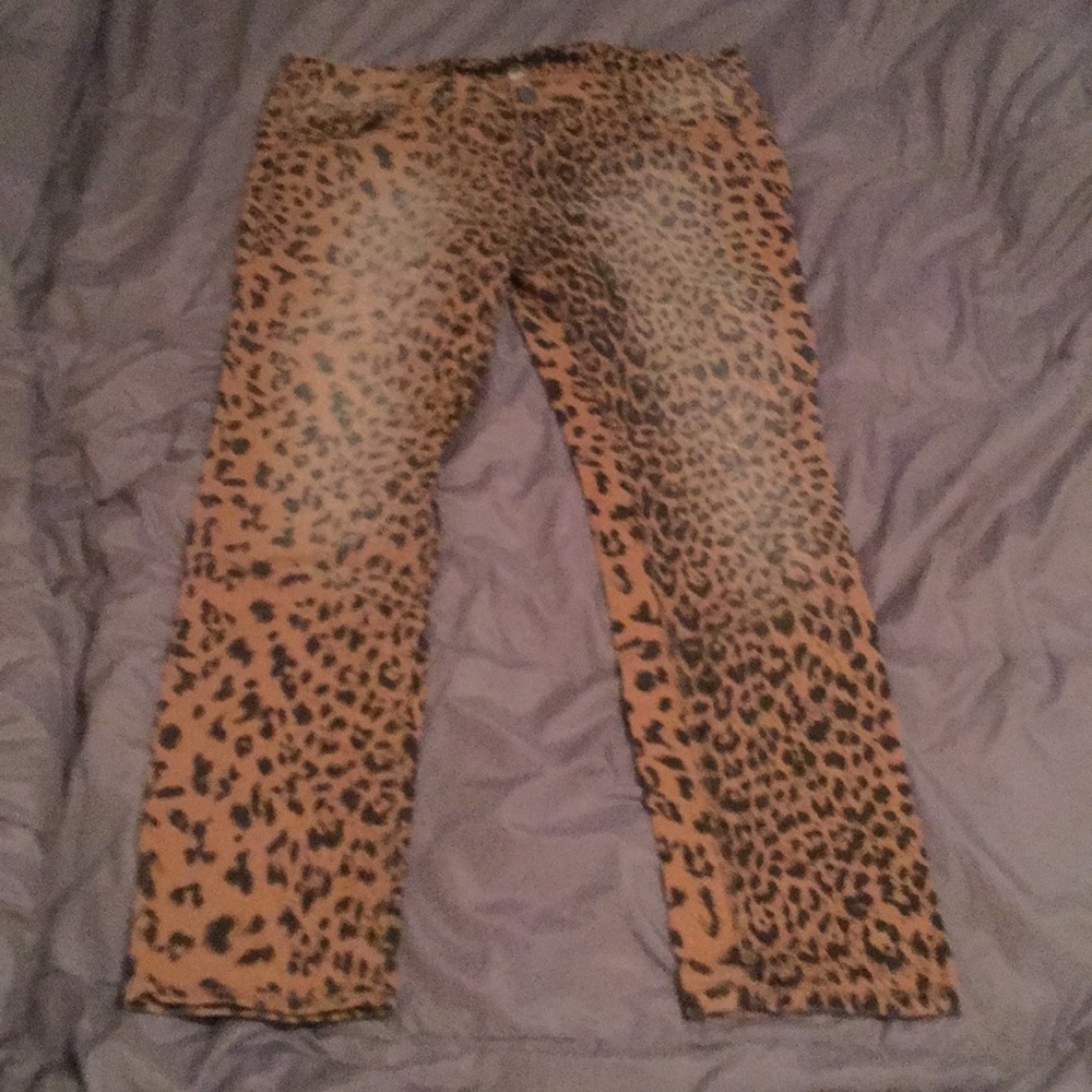 Leopard print jeans