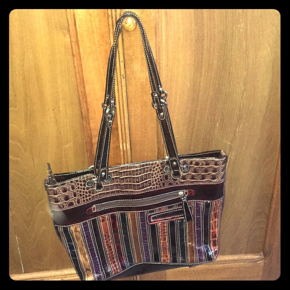 Multi-color shoulder bag with rhinestones