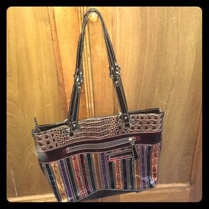 Multi-color shoulder bag with rhinestones