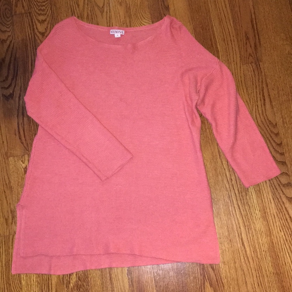 Orange 3/4 sleeve, lightweight sweater