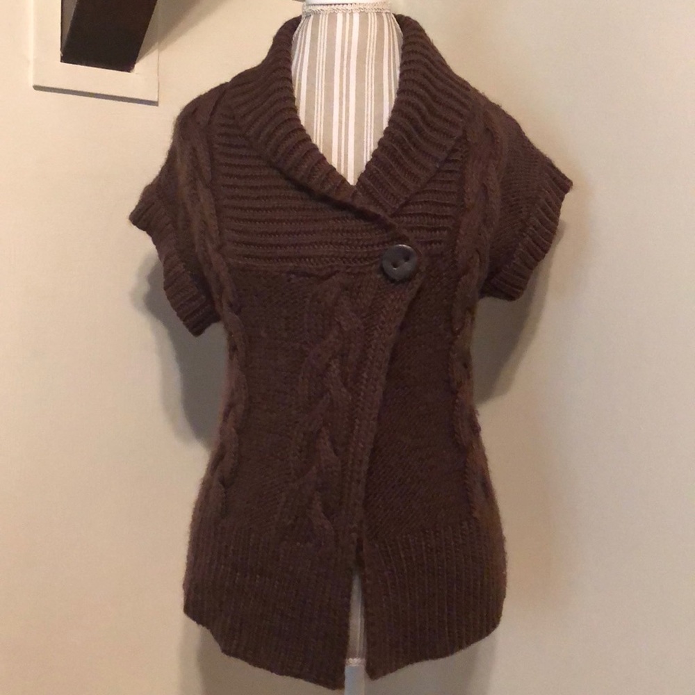 Beautiful heavy brown braided sleeveless sweater