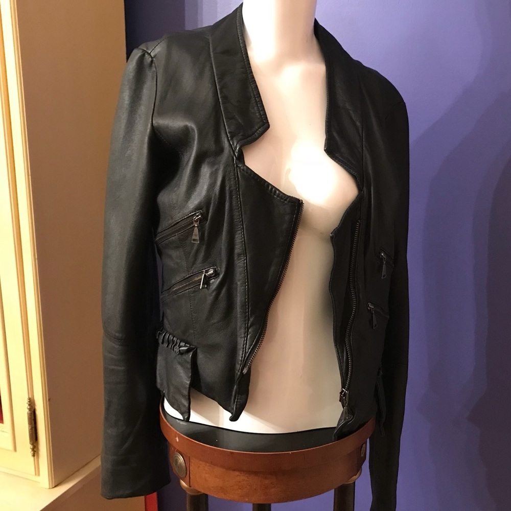 Zara Woman Leather Moto Jacket