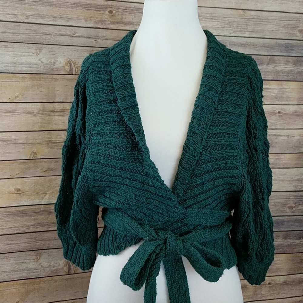 Free People Green Shrug Wrap Sweater