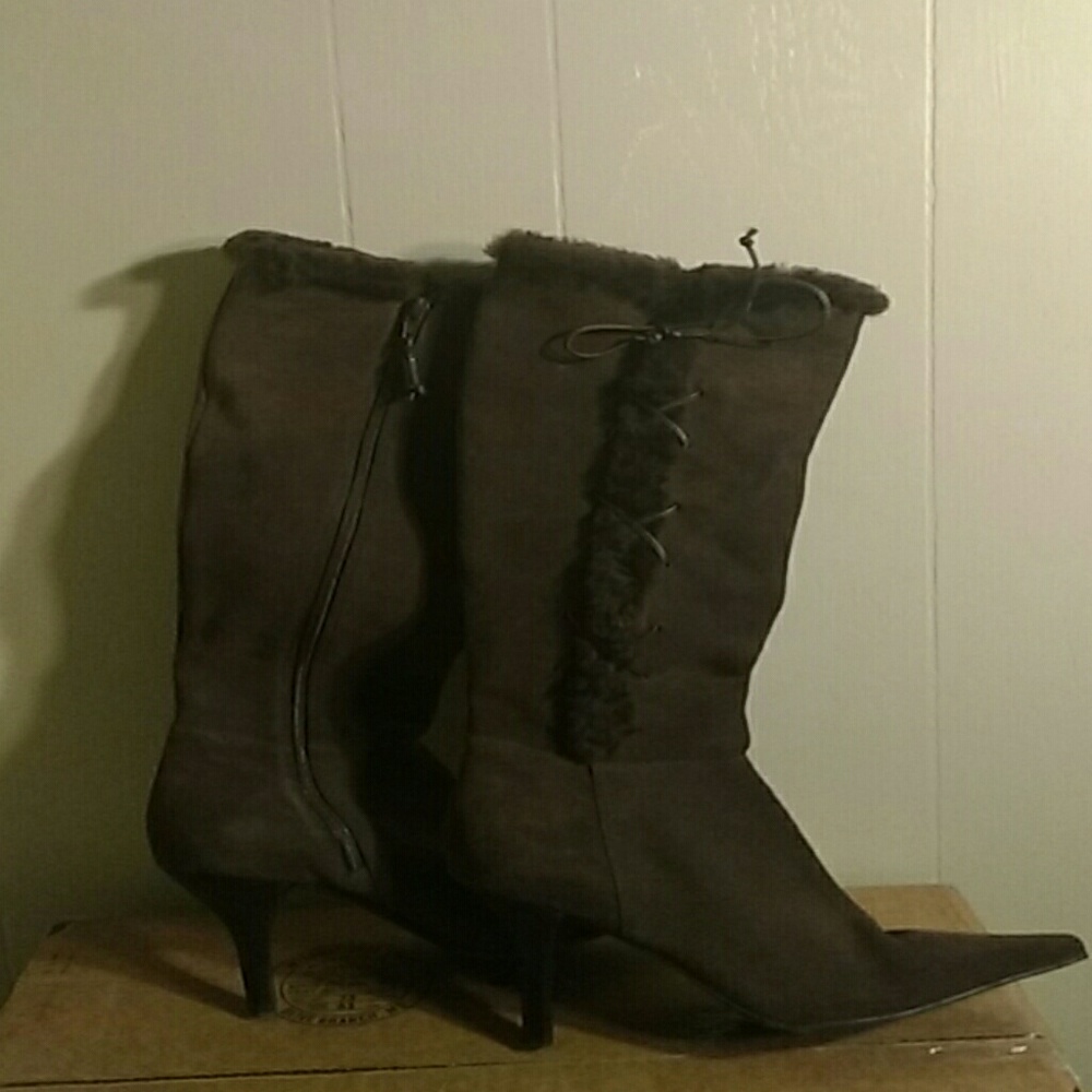 Brown suede boots