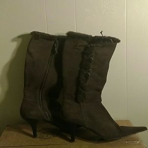 Brown suede boots