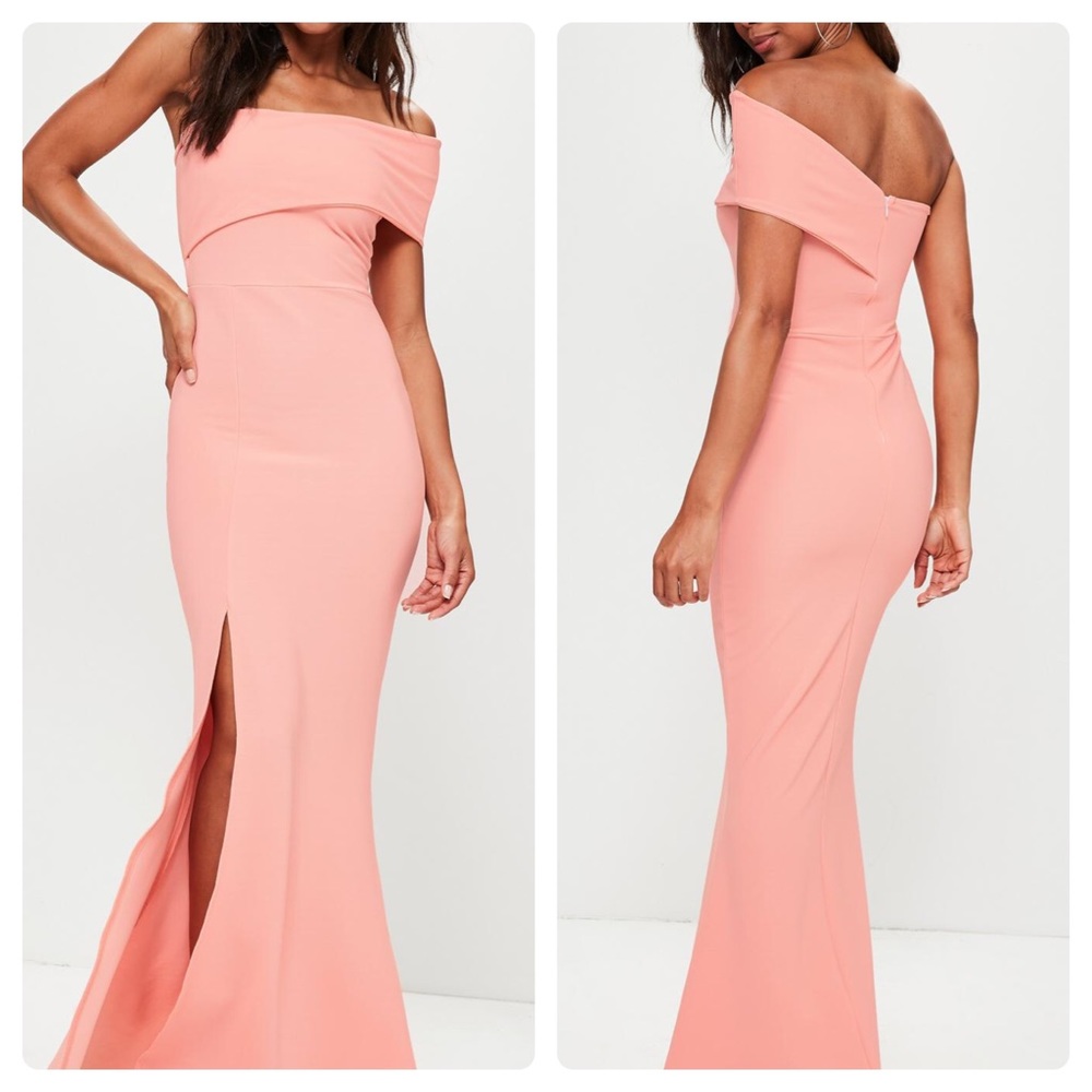 NEW! Missguided Coral one shoulder maxi dress