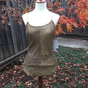 NWT - Scala, Gold Embellished Cami Top (M)