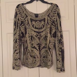 Sheer gold and black blouse