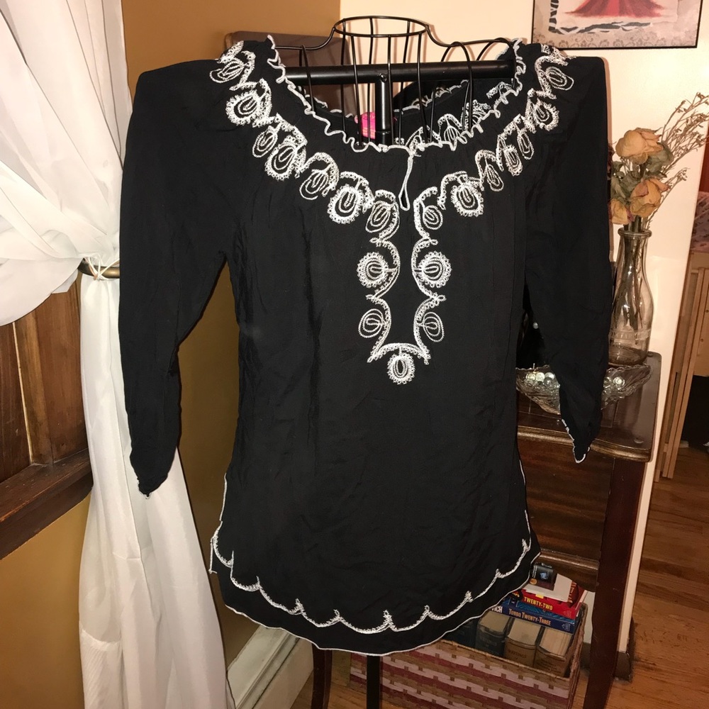 Black peasant top