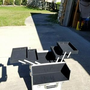 Train case for traveling with cosmetics, jewelry,