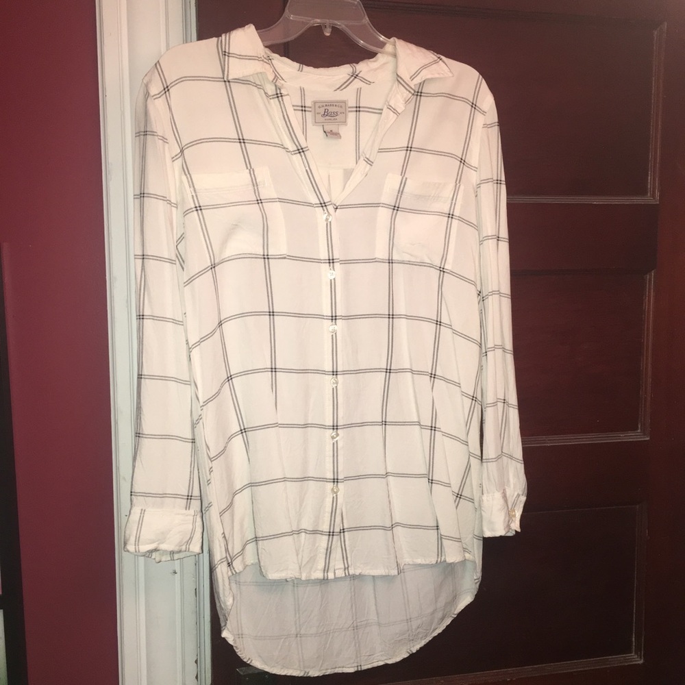 Bass white plaid button down dress shirt
