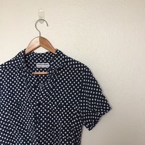 American apparel navy polkadot shirt