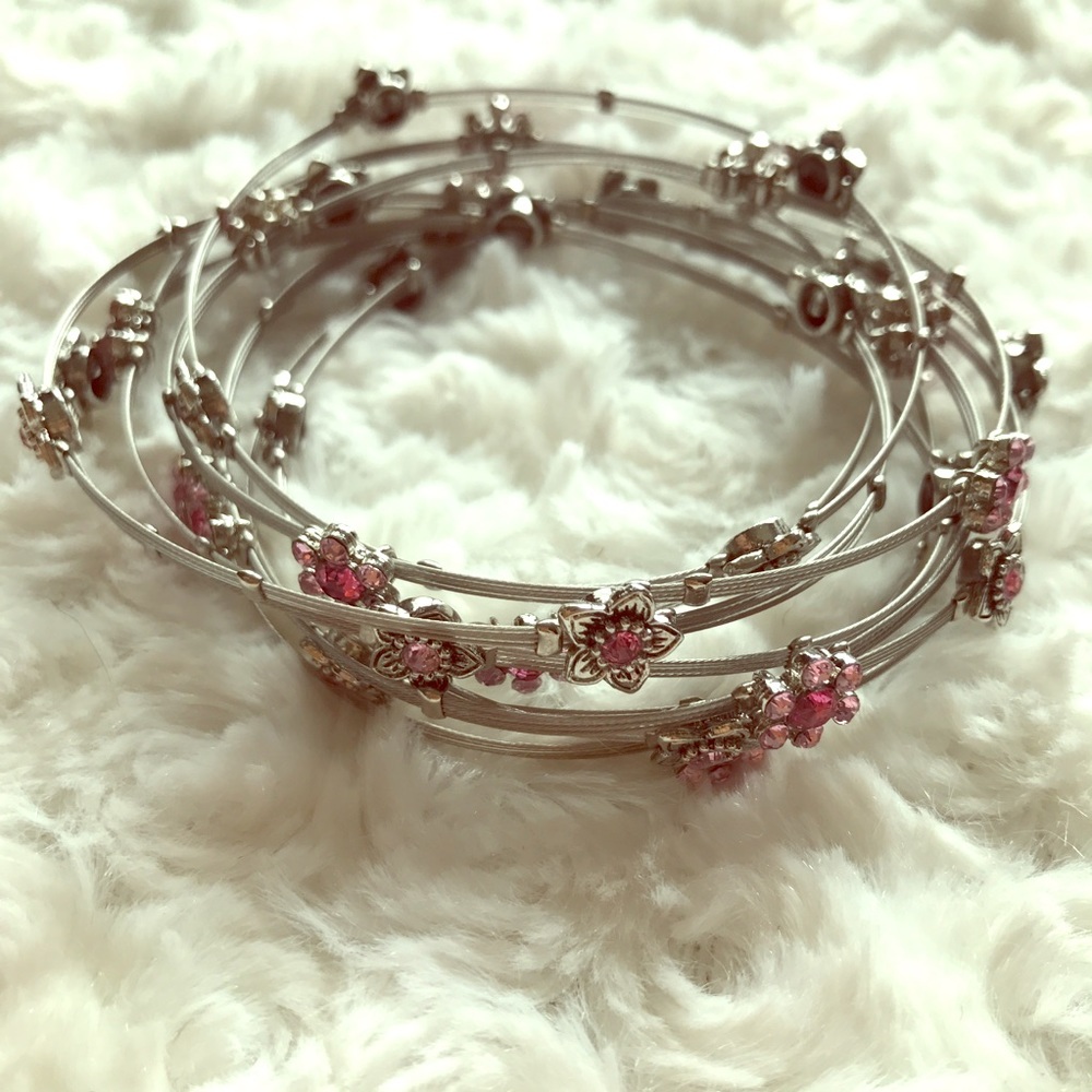 Cookie Lee Set of 9 Crystal Wire Bracelets