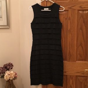 Calvin Klein form fitting dark gray sweater dress