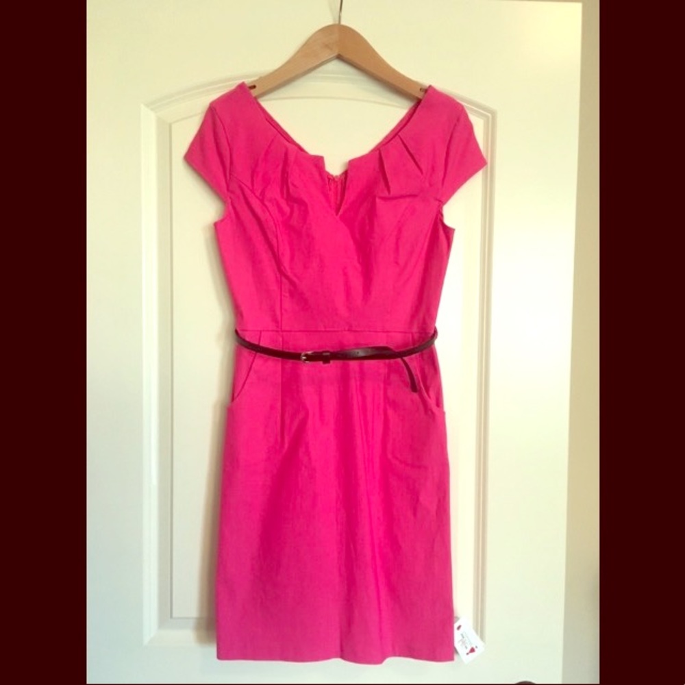 Pink dress with black belt