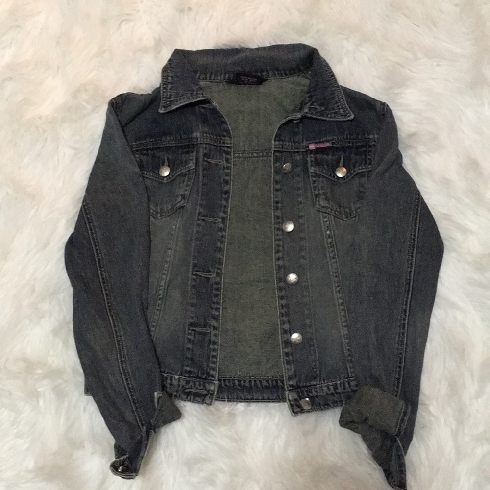 Distressed jean jacket