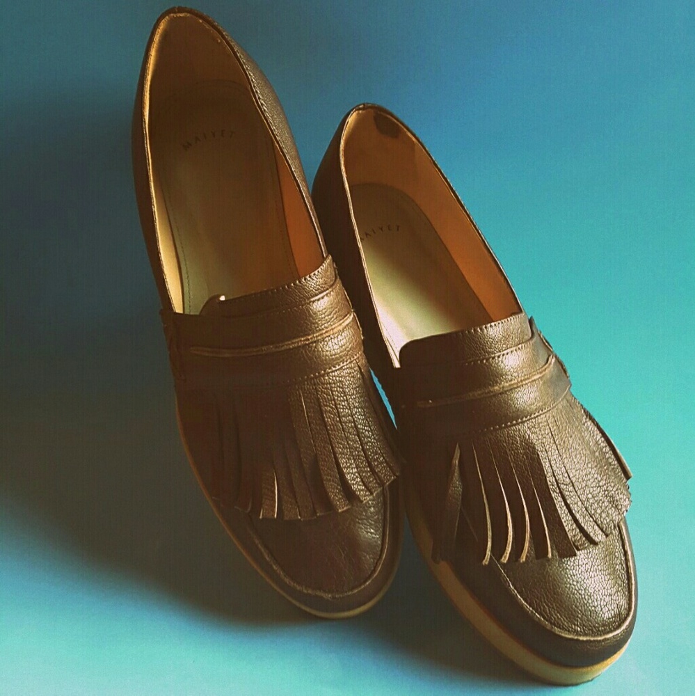 Maiyet Italian leather chocolate brown loafers