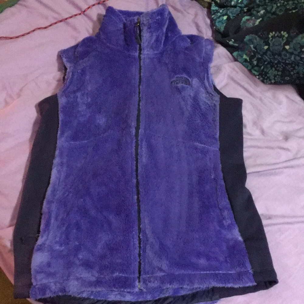 Purple, fuzzy NorthFace vest
