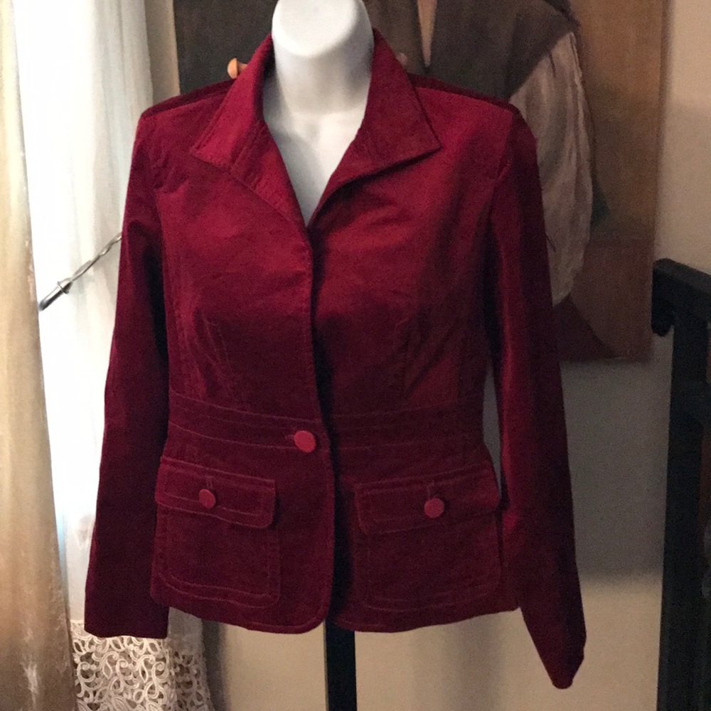 Talbots red cranberry velvet blazer 2 petite