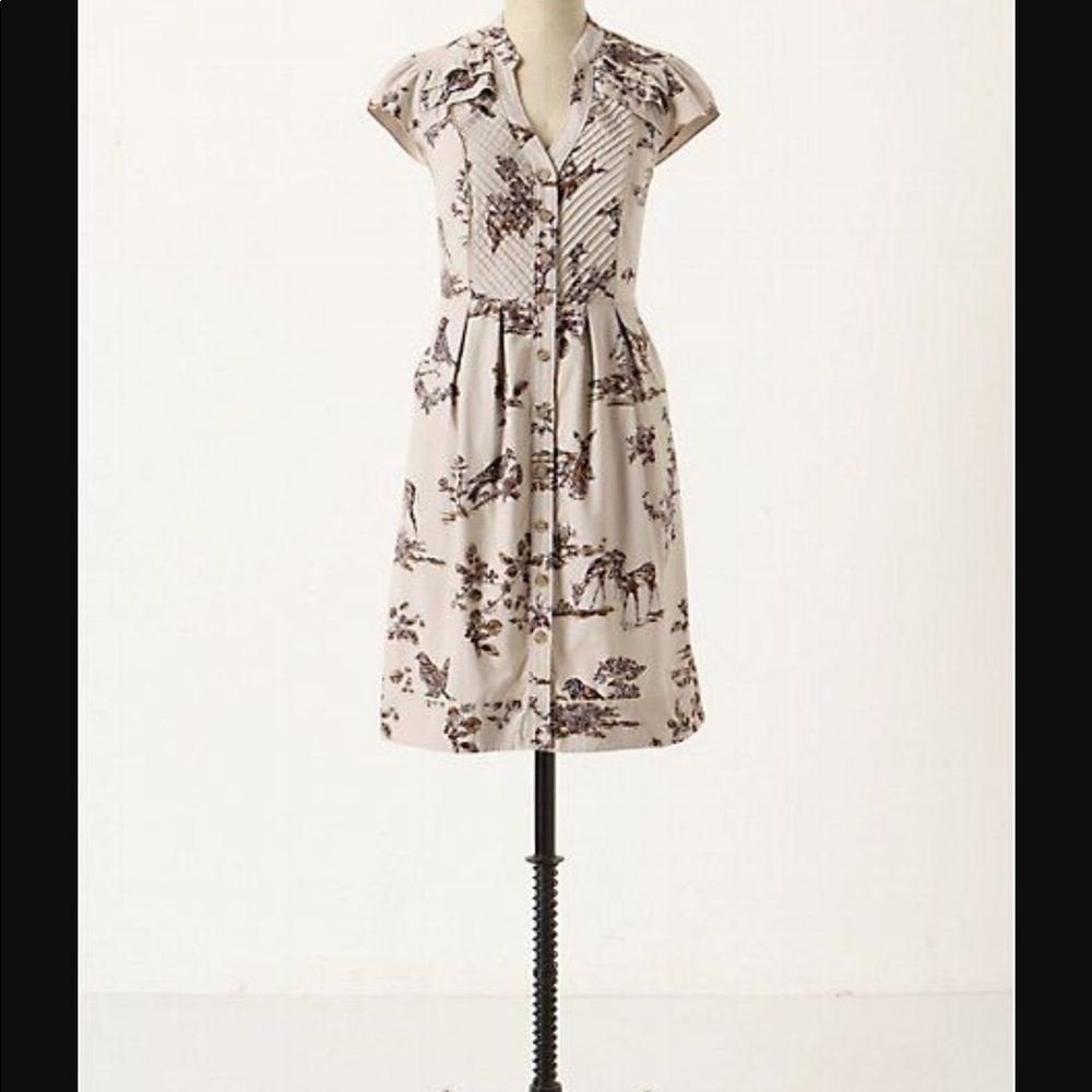 Anthropologie Lilac Maeve Deer Bird Corduroy Dress