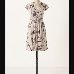 Anthropologie Lilac Maeve Deer Bird Corduroy Dress
