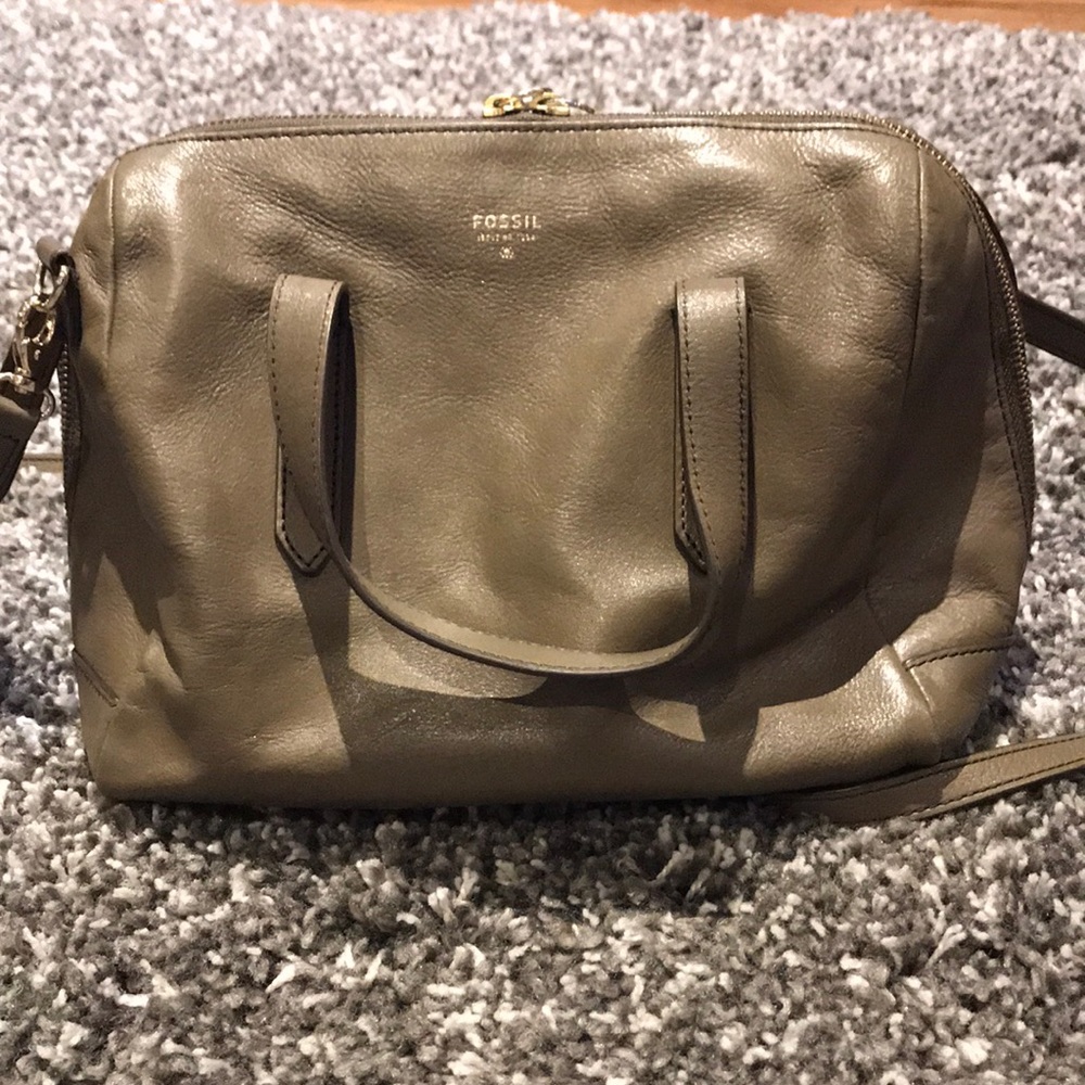 Greige Fossil crossbody/satchel