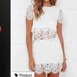 lulus two piece lace dress white