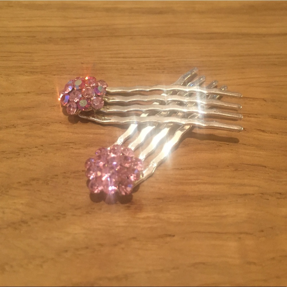 Pink Crystal Hair Pins