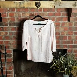 Lauren 100% Linen Lace Up - Rollable Half Sleeve