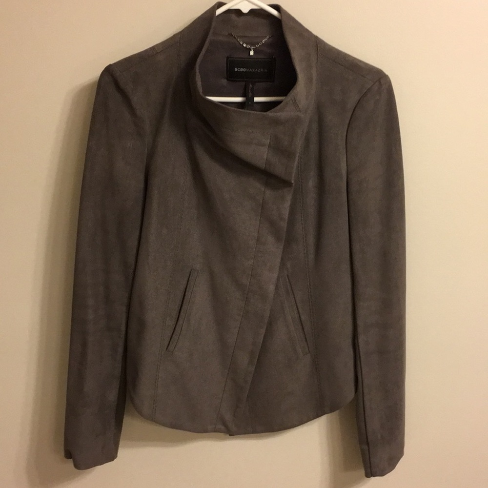 BCBG grey suede fabric jacket