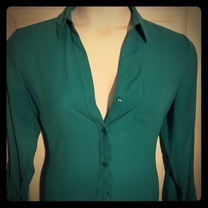 The Limited Lovely Teal button down blouse L